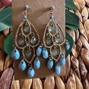 BOGO FREE CHANDELIER BLUE BEAD EARRINGS